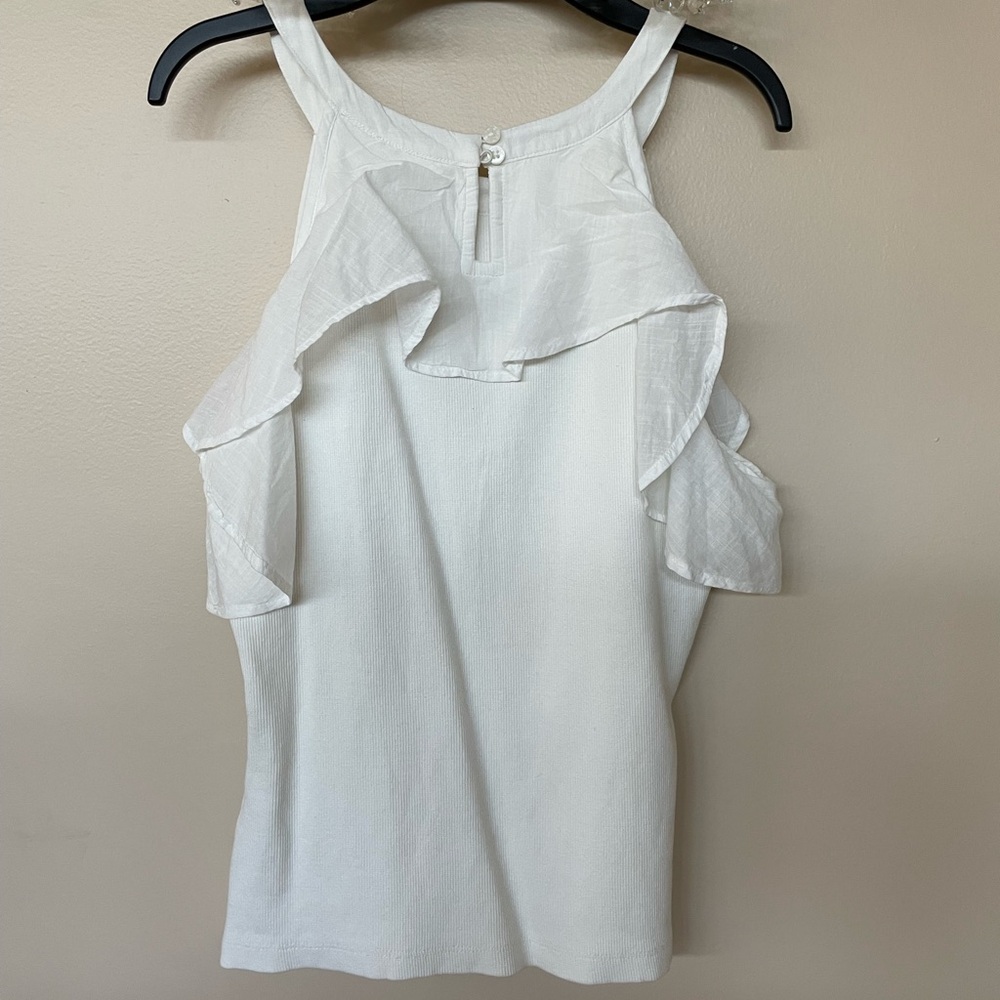 Maeve White Ruffle ribbed tank - Picture 2 of 4